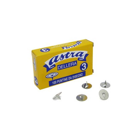 SCATOLA 100 PUNTINE ASTRA N.3 ACCIAIO LUCIDO