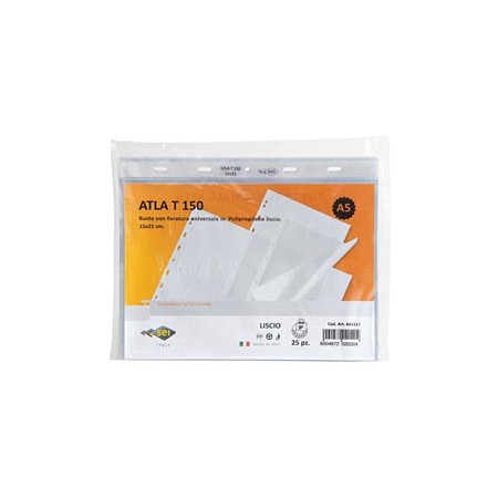 25 buste forate ATLA T 150 15x21cm liscio SEI ROTA